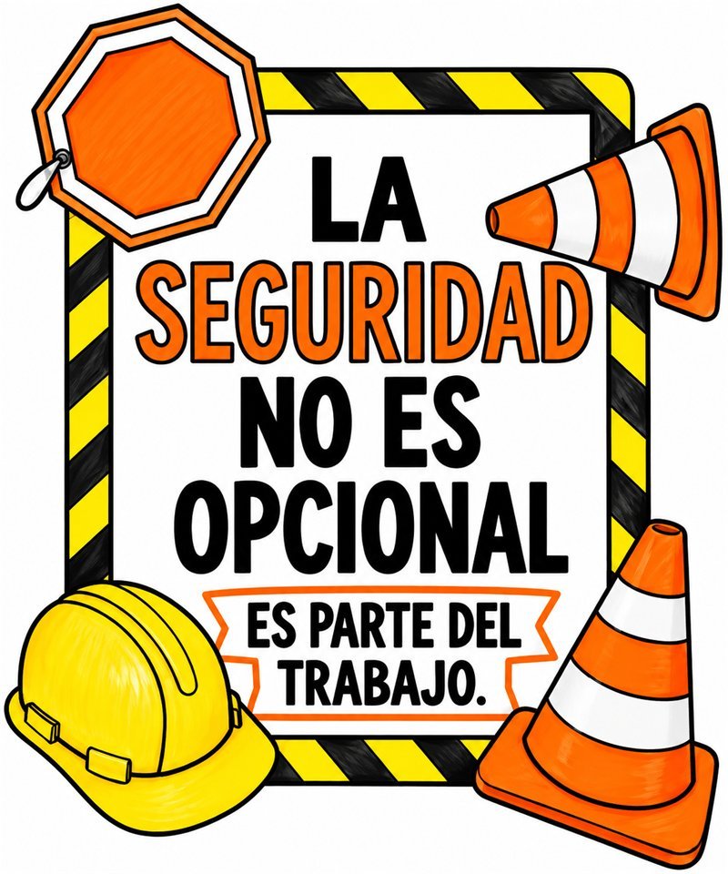 Afiche de seguridad industrial: la seguridad no es opcional, es parte del trabajo